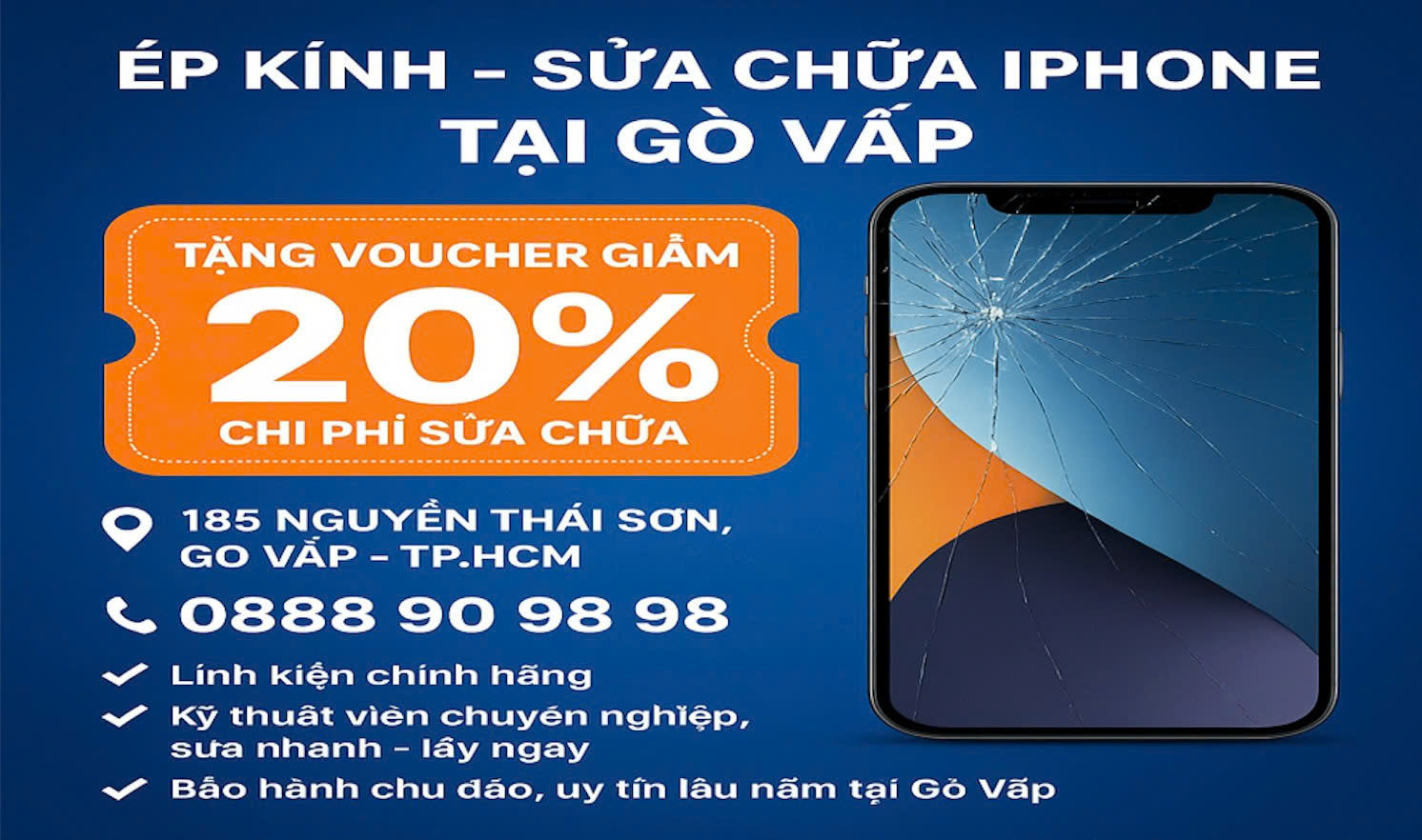 Ép kính lấy ngay tại gò vấp | sửa chữa iphone tại TP HCM