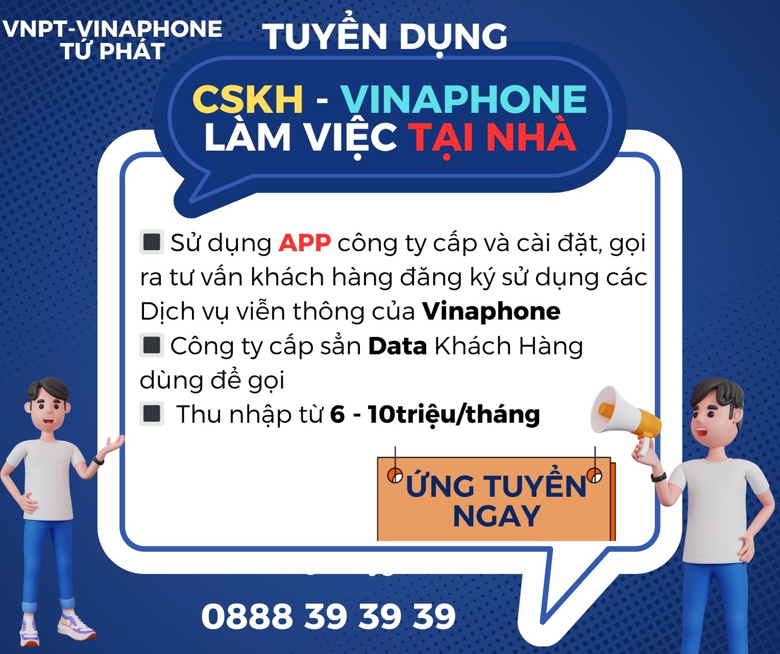 Tuyển dụng tại gò vấp | Nhân viên CSKH Vinaphone