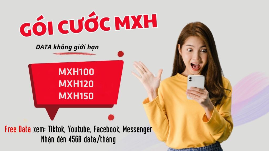 Các gói cước 4G Viettel miễn phí data truy cập mạng xã hội Facebook, Youtube, Tiktok không giới hạn