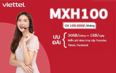 Đăng ký gói MXH100 Viettel- Lướt tiktok, FB, Youtube thả ga