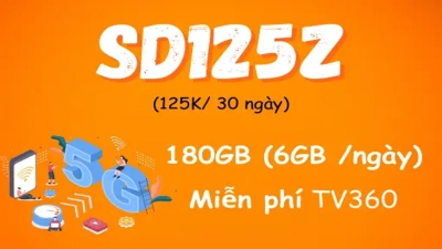 Gói SD125Z của Viettel ưu đãi 180Gb 1 tháng